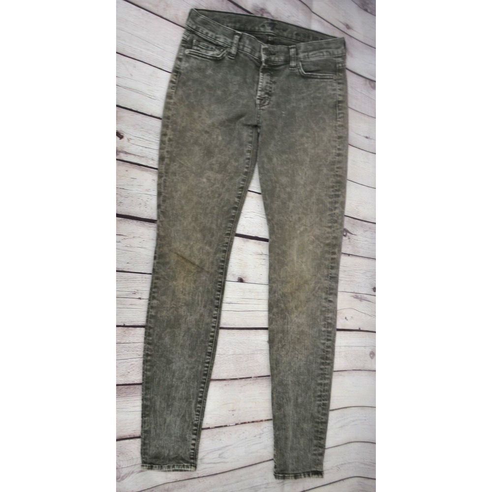 7 FOR ALL MANKIND Women's The Skinny Ankle Jeans SIZE 28 Green Wash - Picture 6 of 10